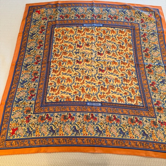 Hermes Orange and Blue Scarf - Picture 1 of 4